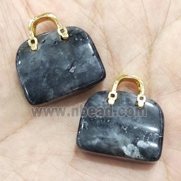 Natural Black Labradorite Bag Pendant Larvikite