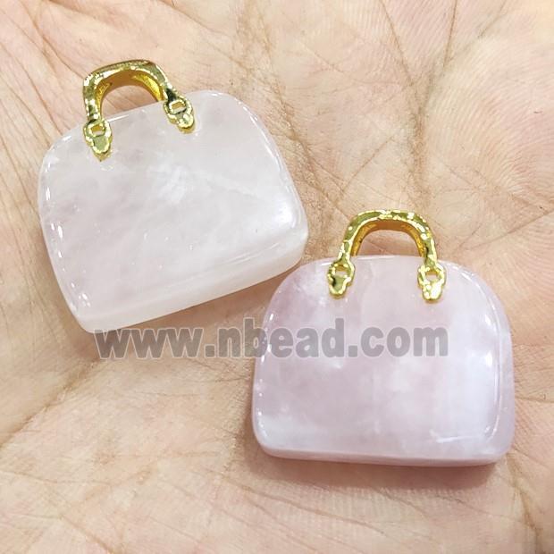 Natural Pink Rose Quartz Bag Pendant