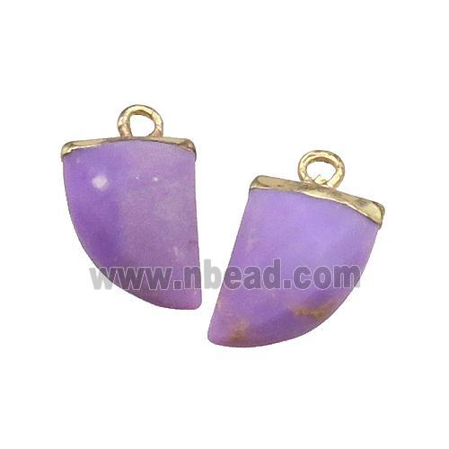 Lavender Lepidolite Pendant Dye Horn Gold Plated