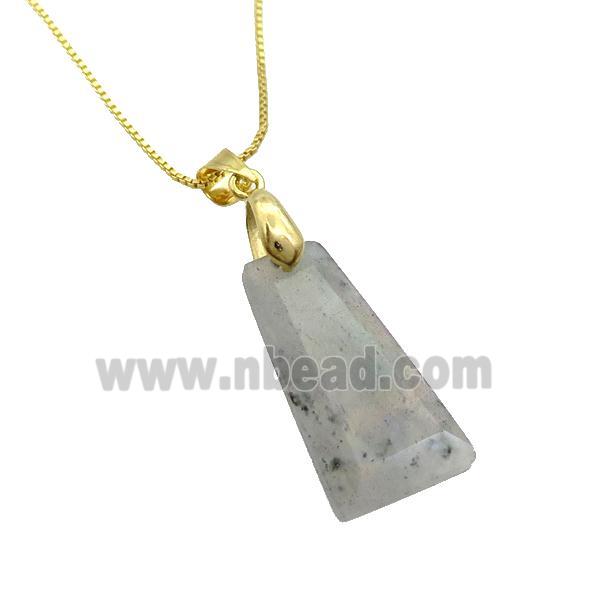 Natural Labradorite Necklace Trapeziform Copper Gold Plated