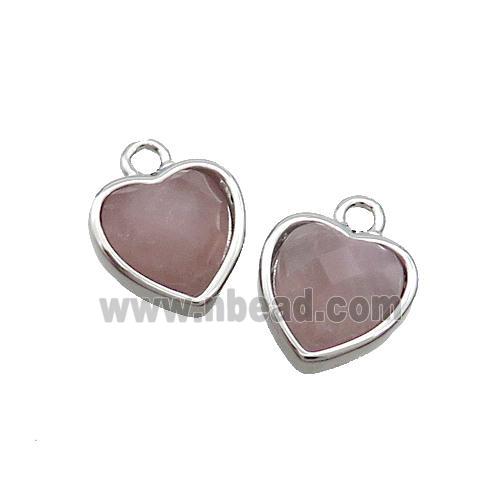 Rose Quartz Heart Pendant Platinum Plated