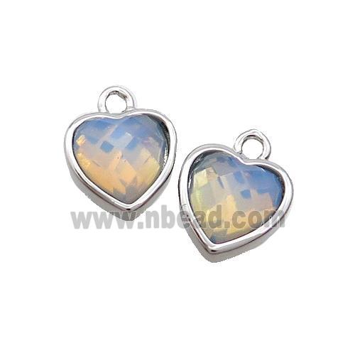 White Opalite Heart Pendant Platinum Plated