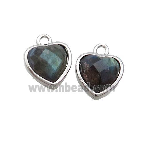 Labradorite Heart Pendant Platinum Plated