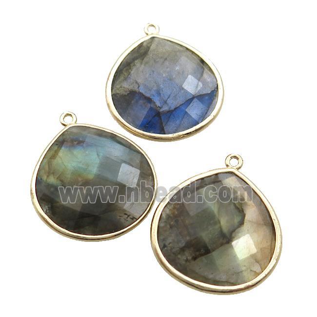 Natural Labradorite Teardrop Pendant Gold Plated