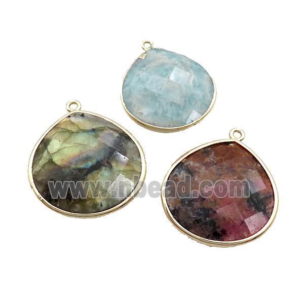 Mix Gemstone Teardrop Pendant Gold Plated