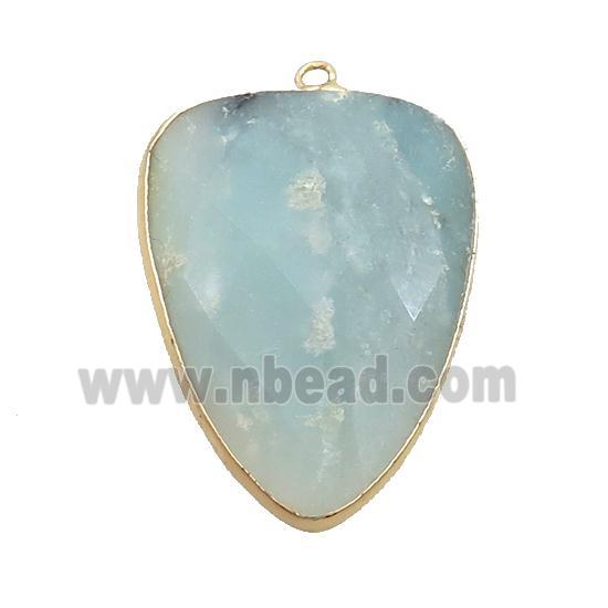 Blue Amazonite Arrowhead Pendant Gold Plated