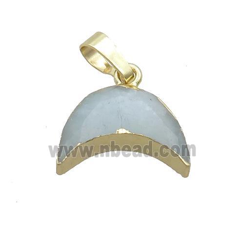 Natural Blue Aquamarine Moon Pendant Gold Plated