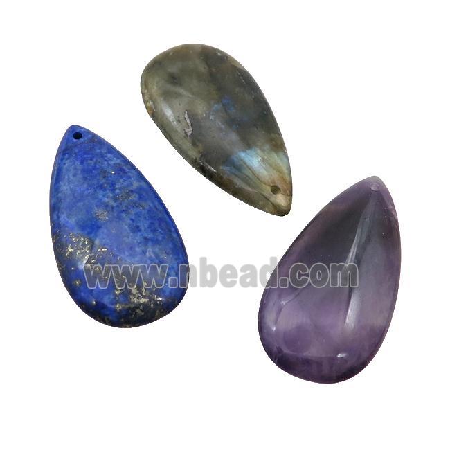 Natural Gemstone Teardrop Pendant Mixed