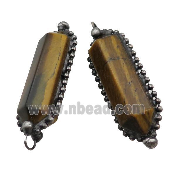 Tiger Eye Stone Bullet Pendant Antique Silver