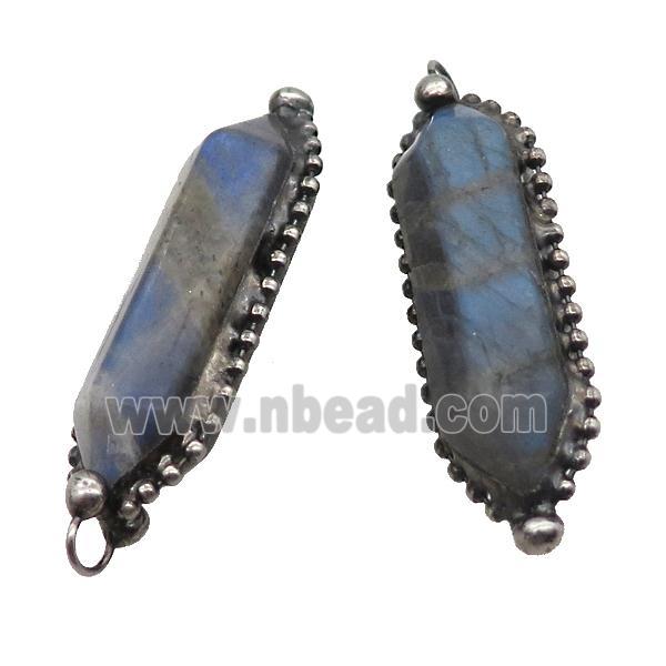 Labradorite Bullet Pendant Antique Silver