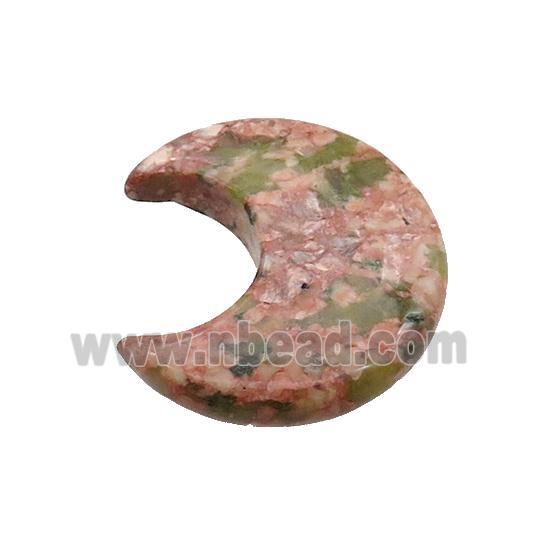 Unakite Moon Pendant Undrilled