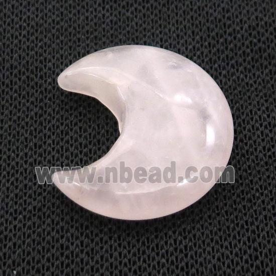 Pink Rose Quartz Moon Pendant Undrilled