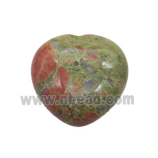 Unakite Heart Pendant Undrilled