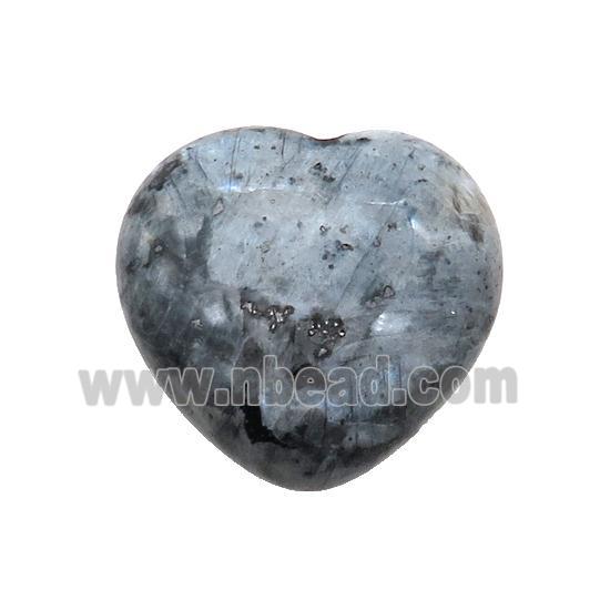 Black Labradorite Heart Larvikite Pendant Undrilled