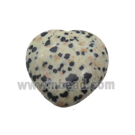 Black Dalmatian Jasper Heart Pendant Undrilled