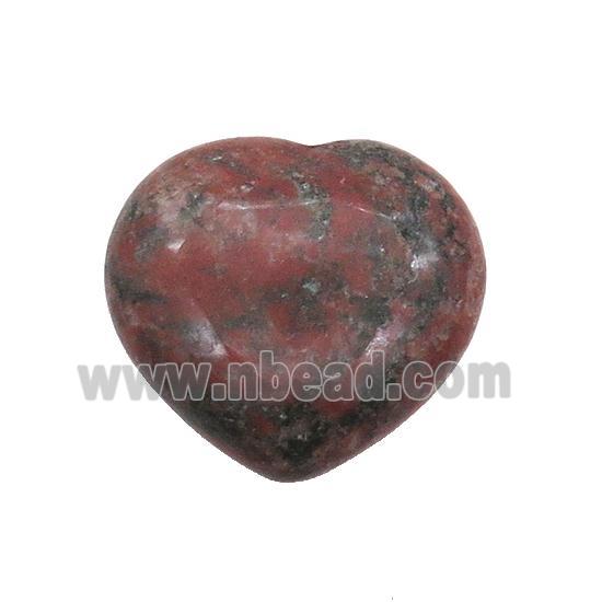 Red Sesame Jasper Heart Pendant Undrilled