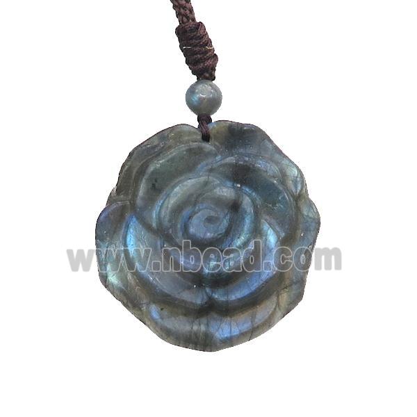 Natural Labradorite Necklace Flower