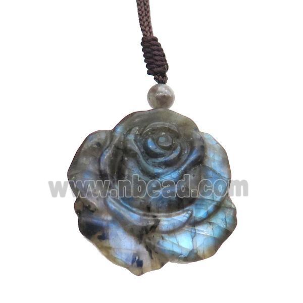 Natural Labradorite Necklace Flower