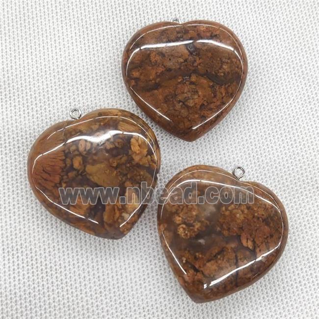 Natural Hematoid Agate Heart Pendant