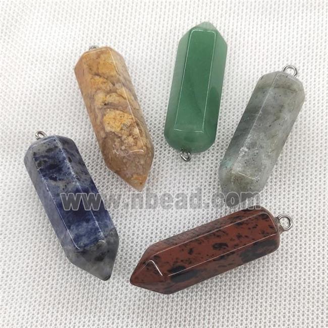 Natural Gemstone Bullet Pendant Mixed