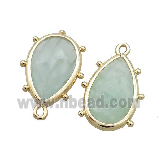 Natural Green Fluorite Teardrop Pendant Gold Plated