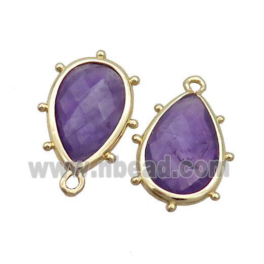 Natural Purple Amethyst Teardrop Pendant Gold Plated