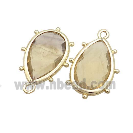 Lemon Quartz Teardrop Pendant Yellow Gold Plated