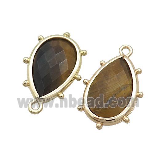 Natural Tiger Eye Stone Teardrop Pendant Gold Plated