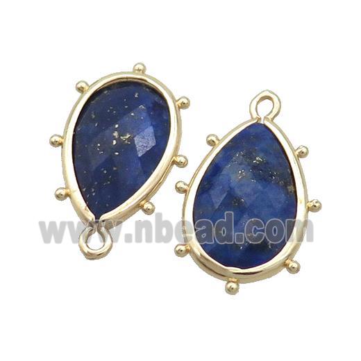 Natural Blue Lapis Lazuli Teardrop Pendant Gold Plated