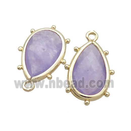 Purpel Jade Teardrop Pendant Dye Gold Plated