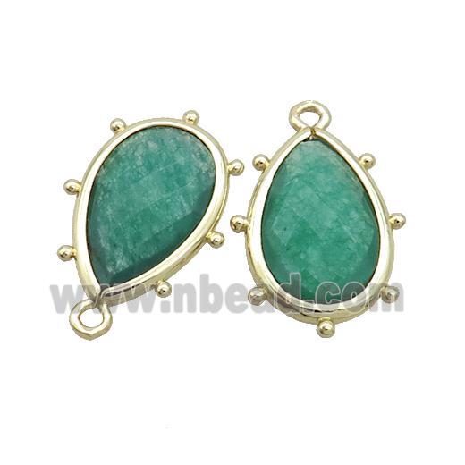 Green Jade Teardrop Pendant Dye Gold Plated