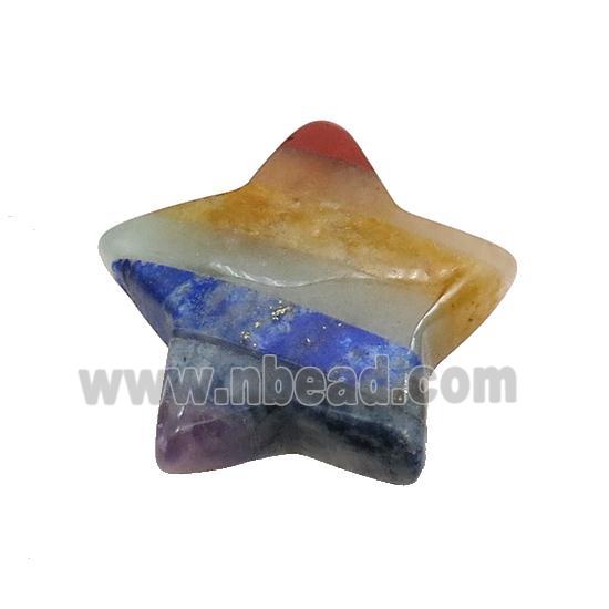 Gemstone Chakra Star Pendant Yoga Multicolor Undrilled