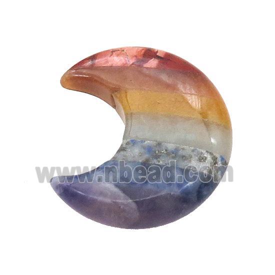 Gemstone Chakra Moon Pendant Yoga Multicolor Undrilled