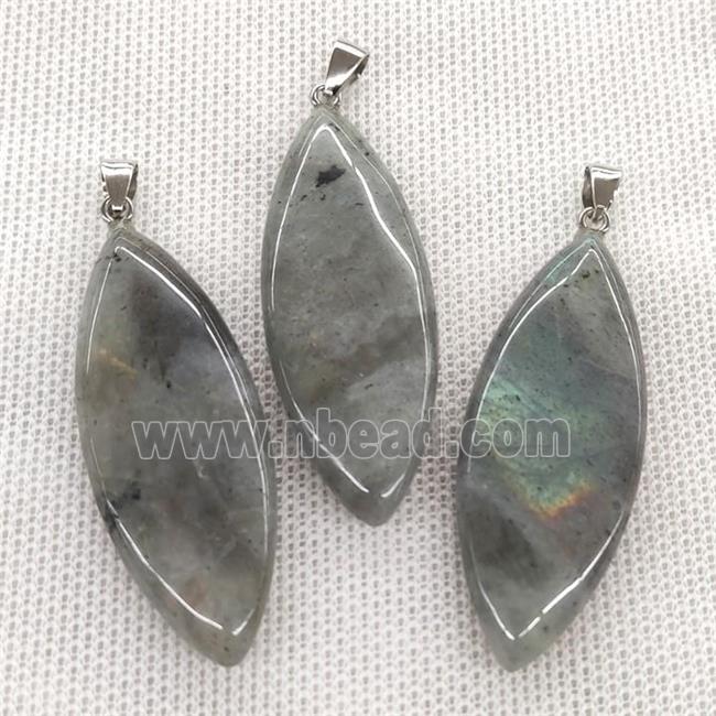 Natural Labradorite Leaf Pendant