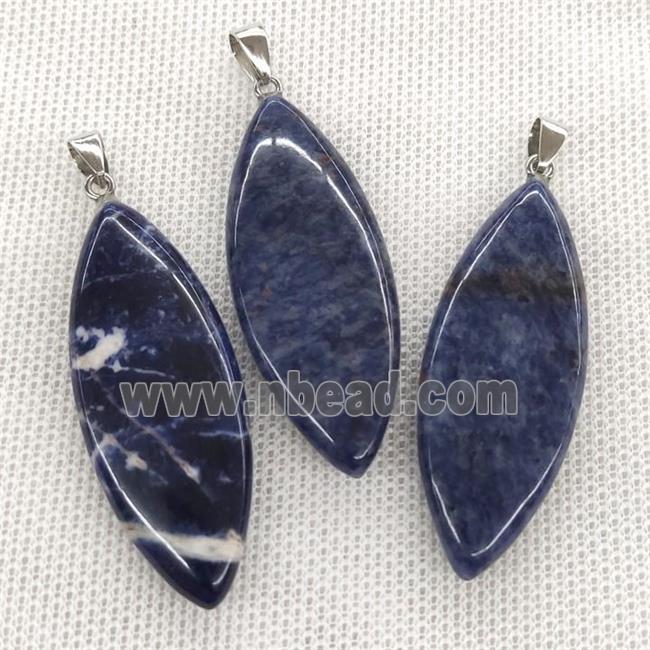 Natural Blue Sodalite Leaf Pendant