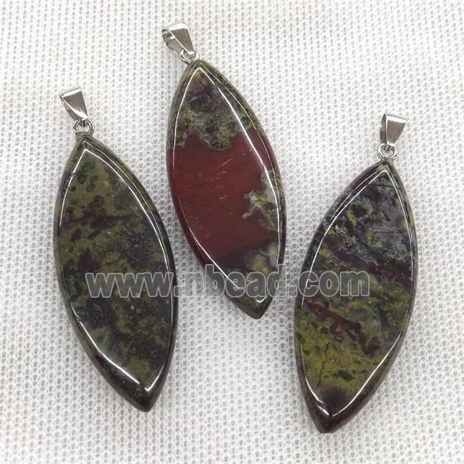 Natural Dragon Bloodstone Leaf Pendant