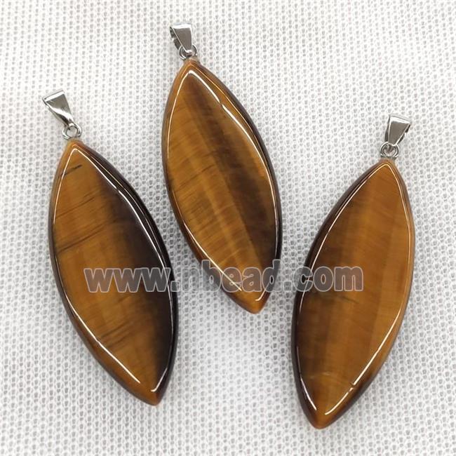 Natural Tiger Eye Sonte Leaf Pendant