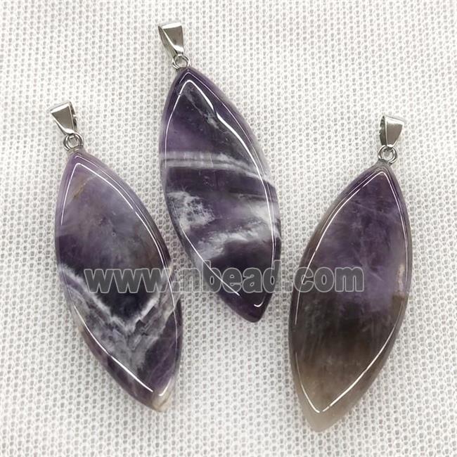 Natural Dogtooth Amethyst Leaf Pendant Purple