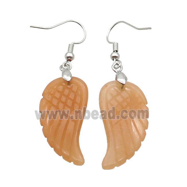 Pink Aventurine Angel Wings Hook Earring