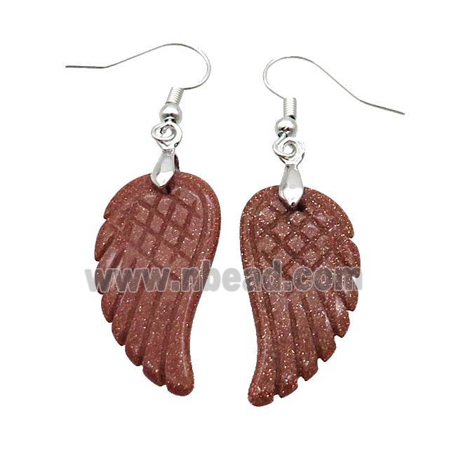 Gold Sandstone Angel Wings Hook Earring