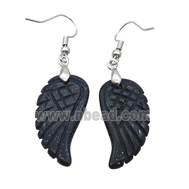 Blue Sandstone Angel Wings Hook Earring