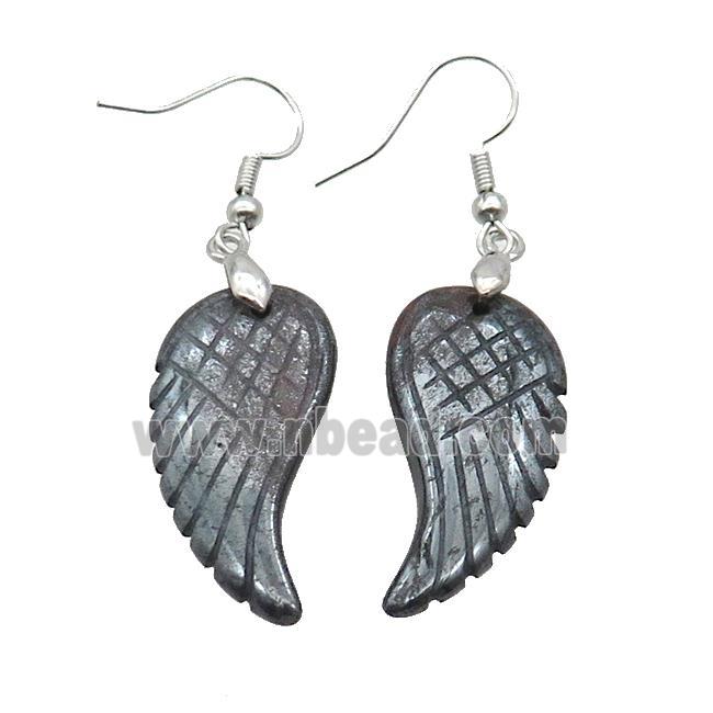 Iron Tiger Eye Stone Angel Wings Hook Earring