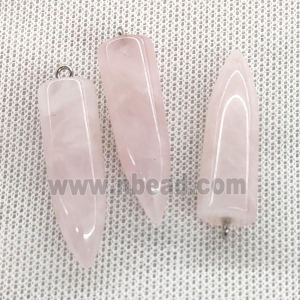 Natural Pink Rose Quartz Bullet Pendant