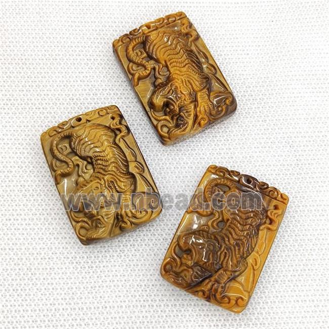 Natural Tiger Eye Stone Pendant Tiger Carved