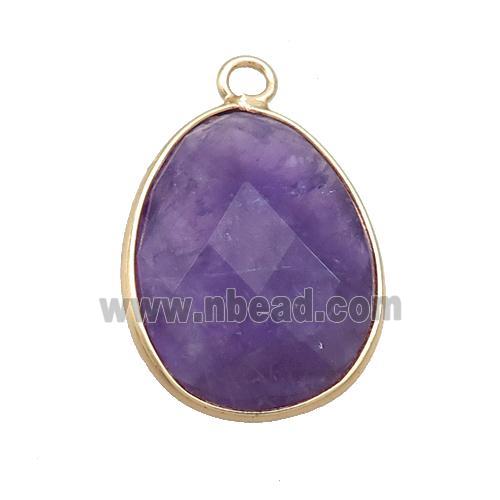 Purple Amethyst Teardrop Pendant Gold Plated