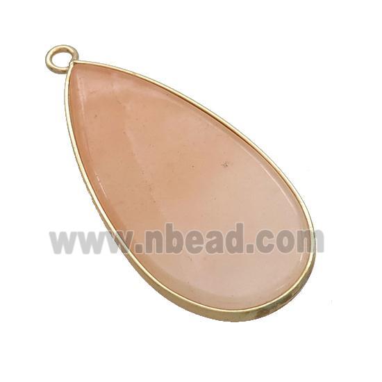 Pink Aventurine Teardrop Pendant Gold Plated