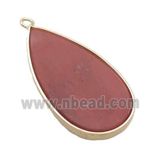 Red Jasper Teardrop Pendant Gold Plated