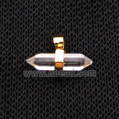 Clear Quartz Bullet Pendant Gold Plated