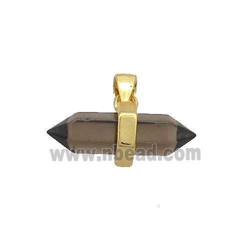 Smoky Quartz Bullet Pendant Gold Plated