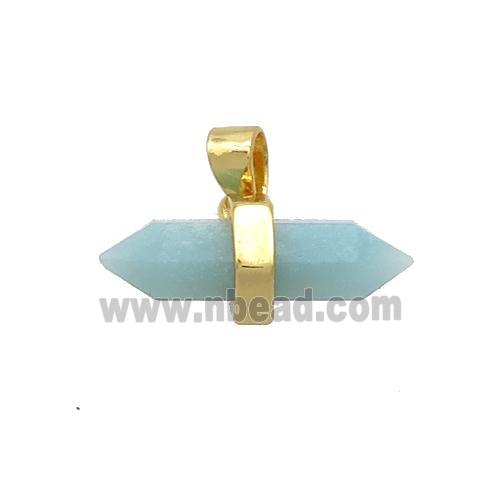 Blue Amazonite Bullet Pendant Gold Plated